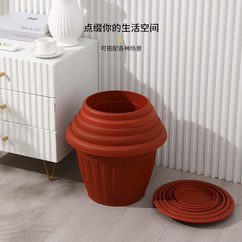 Factory Wholesale Seedling Two-Tone Pot Thick Resin Plastic Seedling Pot Brick Red Succulent Two-Color Gallon Basin