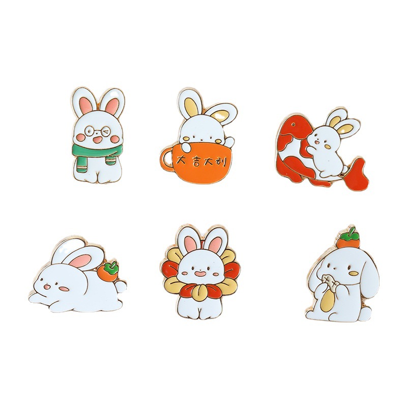 Koi Rabbit Brooch Cartoon Kiss Rabbit Badge Cute Sweet Girl Sweater Corsage Clothes Schoolbag Safety Pin