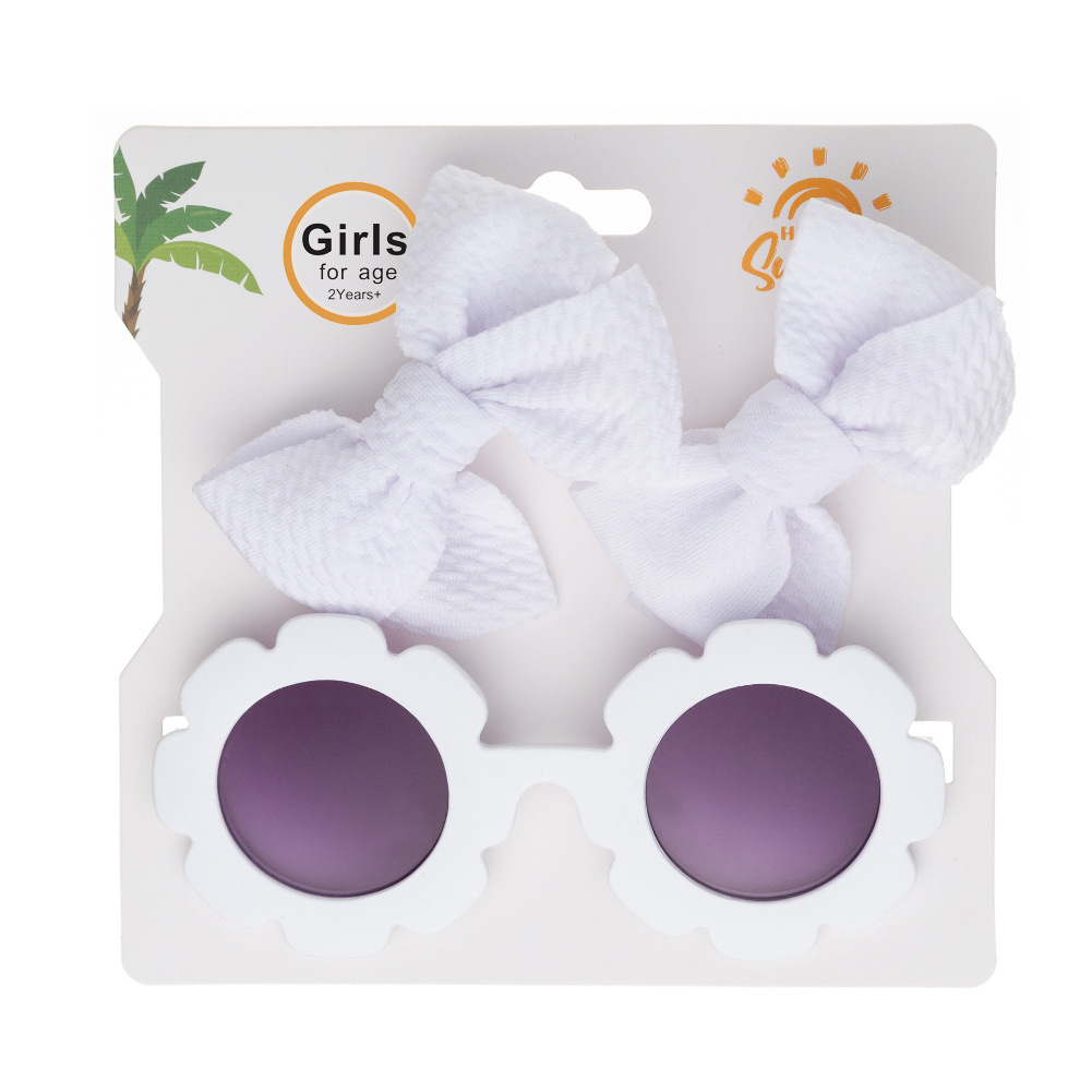 Children's Sunflower Sunglasses Hairpin Set Fashionable Simple Male and Female Baby Uv Protection Eye Protection Toy Sunglasses