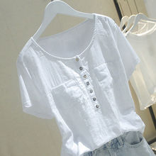 2024年新款夏季韩版夏季拼接白色短袖T恤女ins宽松显瘦半袖上衣潮