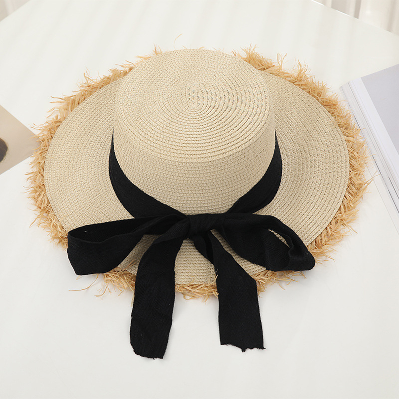 Summer Women's Hat Sun Protection Woven Straw Hat Straw Hat Bow Holiday Elegant Beach Hat Sun Hat with Wide Brim