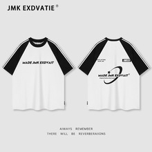 JMK EXDVATIE美式潮牌男装夏季插肩短袖t恤街头小众宽松字母中性