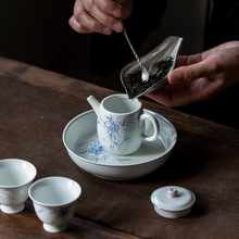 纯手绘兰竹茶壶手把壶带过滤泡茶壶家用功夫茶具陶瓷茶水壶泡茶器