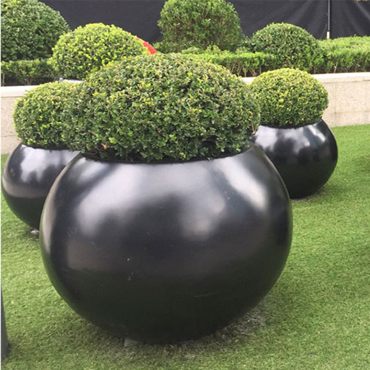 现代艺术玻璃钢花盆设备斜口万象盆批发种植绿化树脂立体式花钵