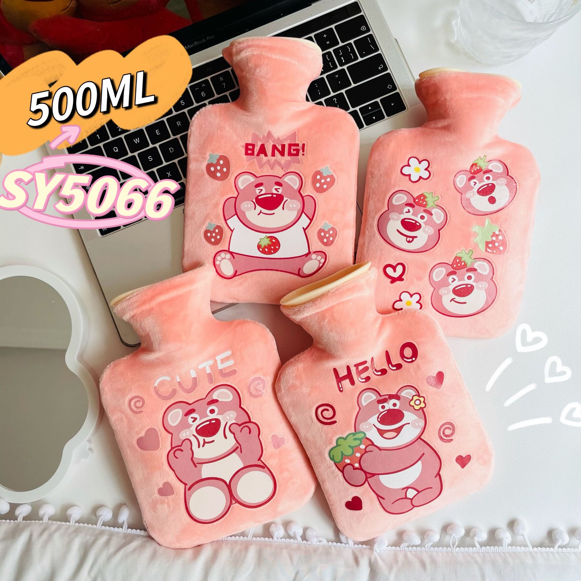 Hot Water Injection Bag Plush Cute Heat Transfer Patch Naughty Bear New Hot-Water Bag Dormitory Use Irrigation Hot Compress Belly