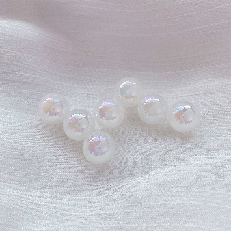 Mermaid Colorful Aurora Pearl through Hole Bubble round Beads DIY Beaded Bracelet Earrings Decorations Material Accessories