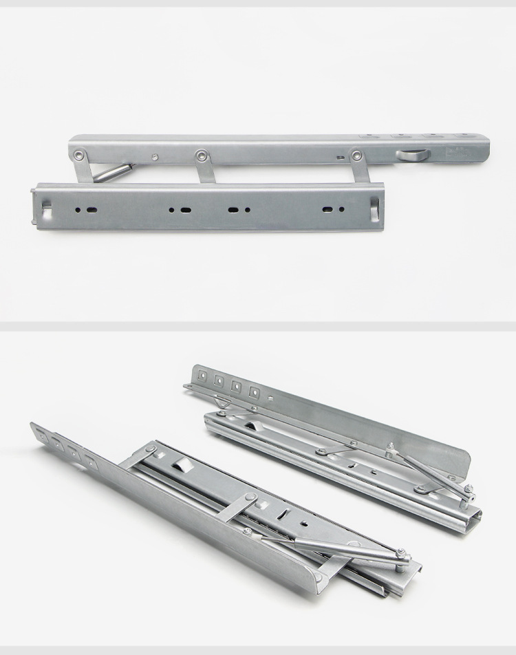 折叠餐台桌五金配件 自带液压静音缓冲重型导轨 伸缩餐桌升降滑轨