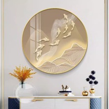 客厅墙壁挂画新中式圆形装饰画中国风竹子画竹报平安卧室壁画餐厅