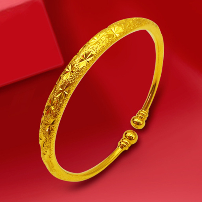 真正久不掉色越南沙金手镯女纯金色黄金色24k金999沙金