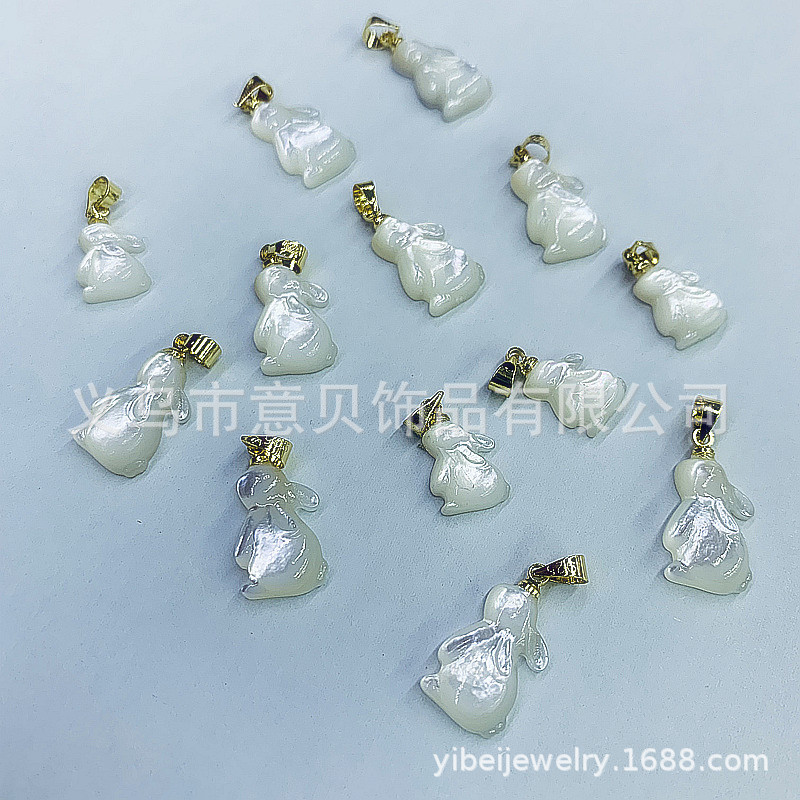 Deep Sea Shell Pearls This Animal Year Pendant Zodiac Adorable Rabbit White Lip Shell Necklace DIY Handmade Clavicle Materials Accessories