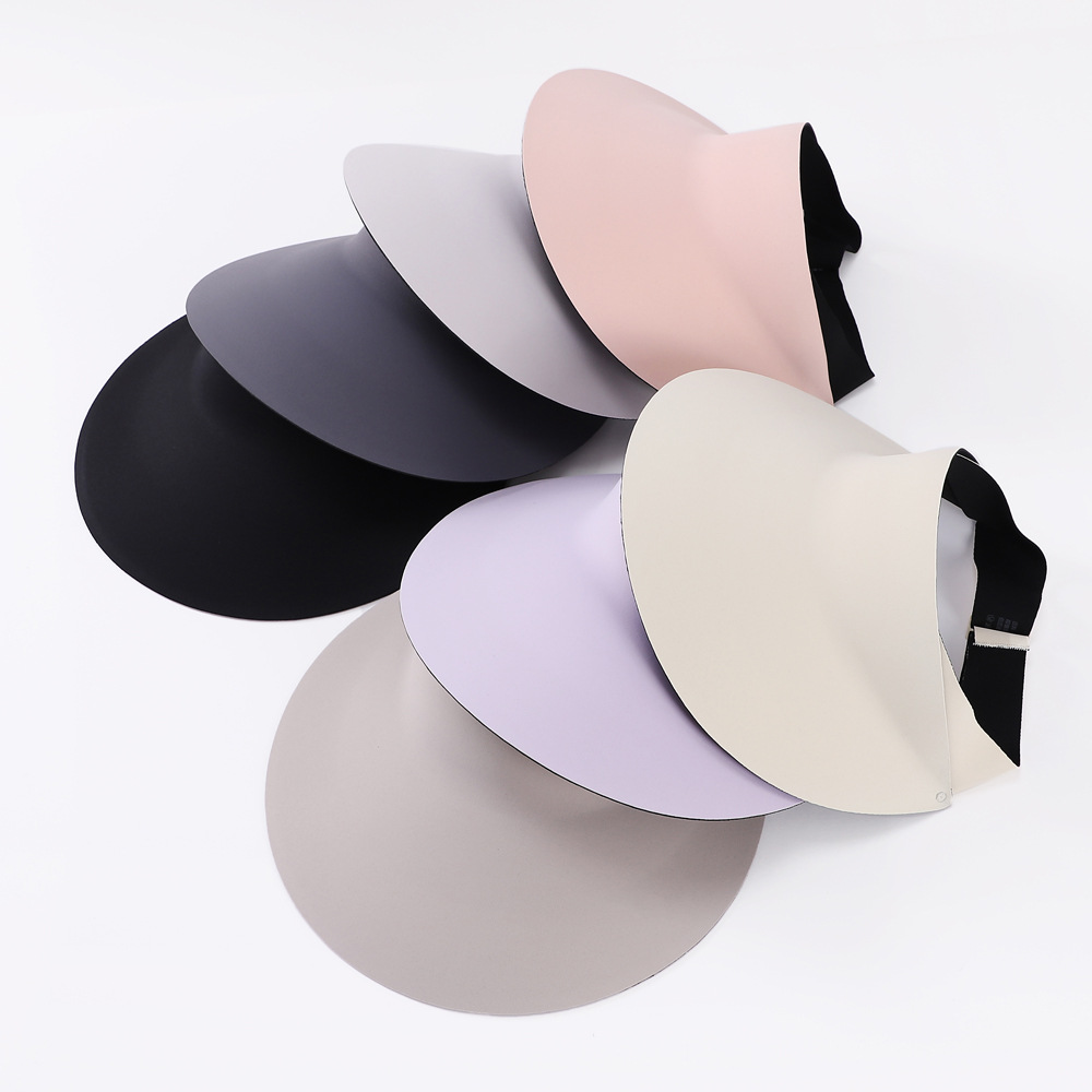 Summer New Solid Color Hat Foldable Sun Protection Visor Cap Women's Fashion Outdoor UV-Proof Sun Hat