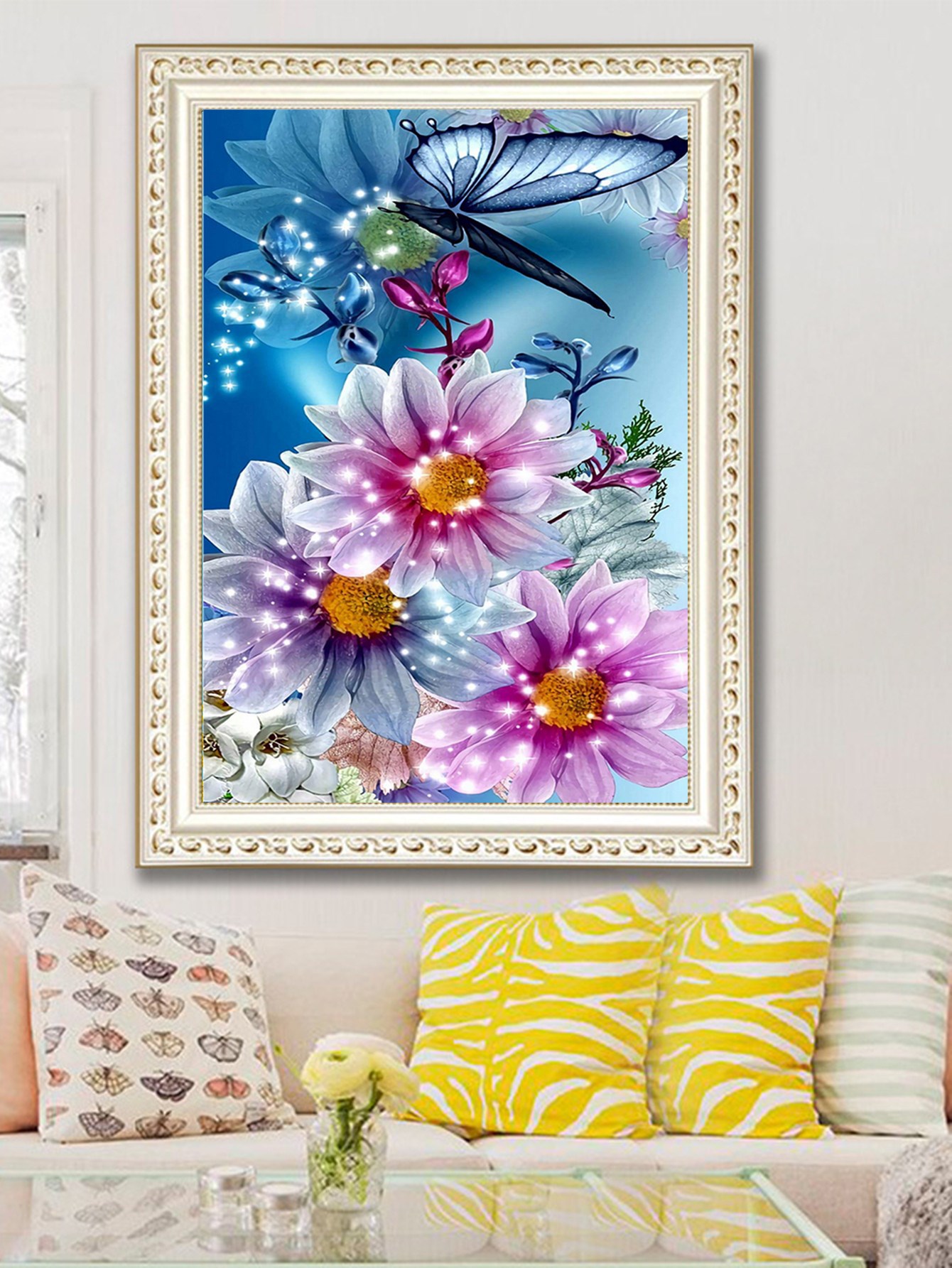 亚克力 布diy林间蝴蝶花满钻圆钻钻石画套装家居墙壁装饰 30x40cm