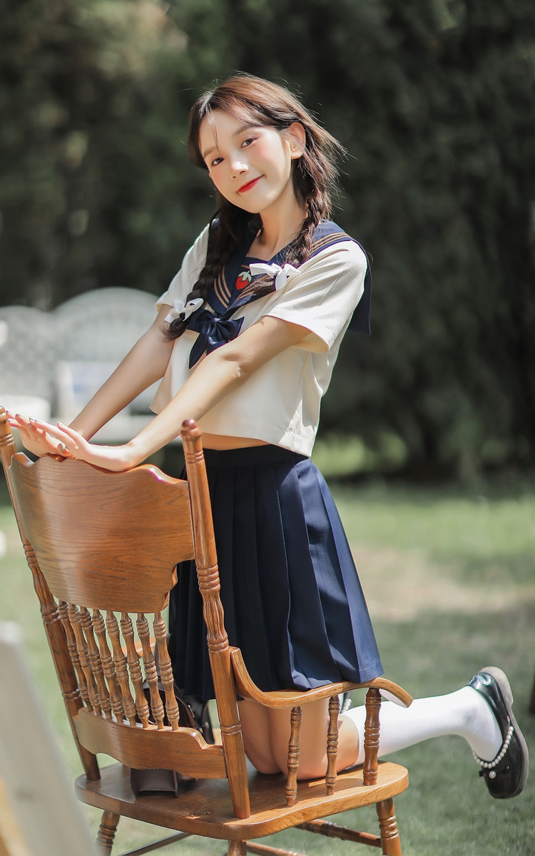 jk制服裙日系学院海军风甜美百褶裙子水手服套装连衣裙女夏季