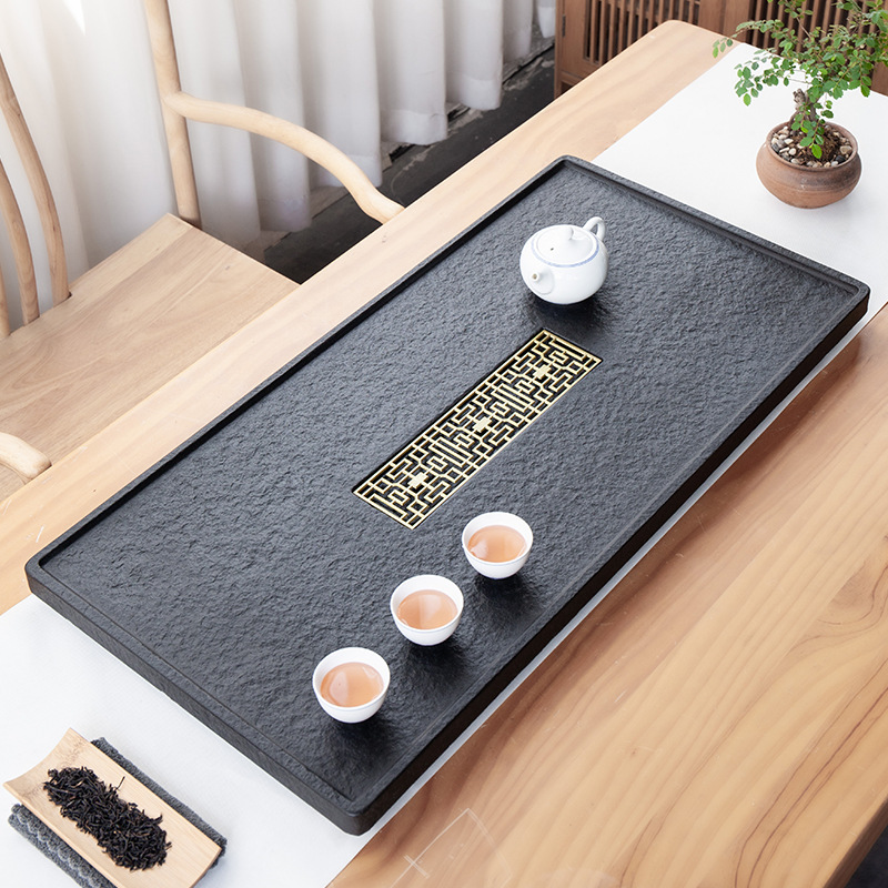 natural black gold stone tea tray whole household modern minimalist stone tea table large small size stone tea pitcher teaware suit