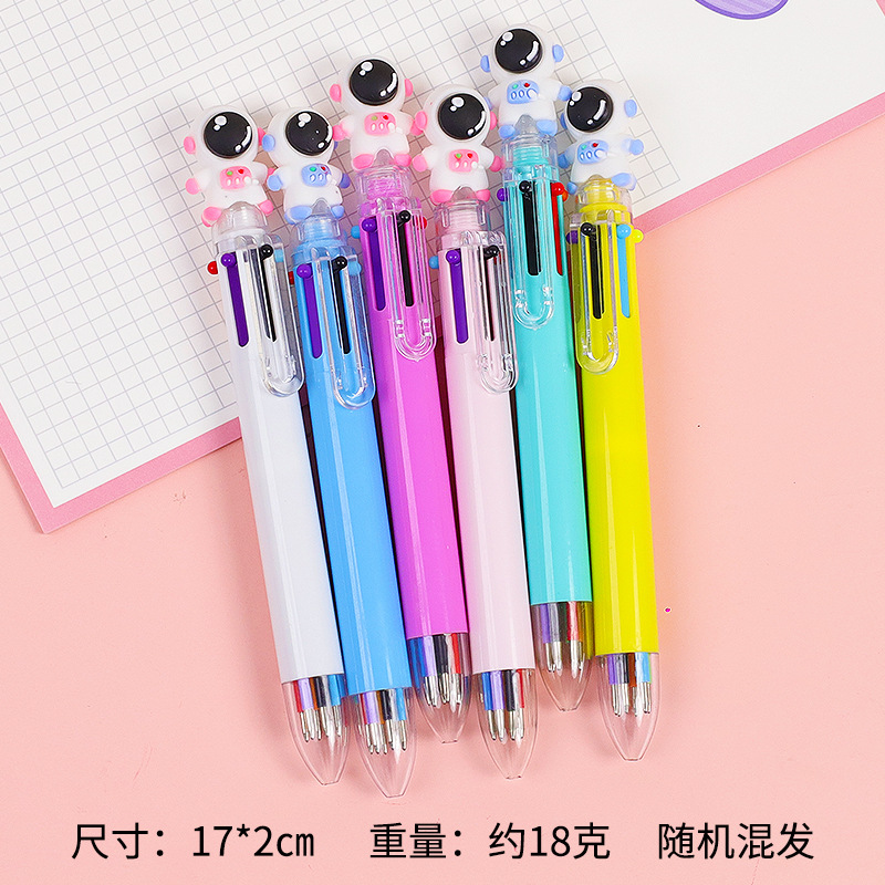 Cartoon Astronaut Ten-Color Ballpoint Pen Student Stationery 10 Color Pen Color Gel Pen Hand Account Multi-Color Pressing Pen