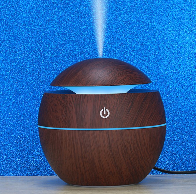 Direct Sales Water Drop Mushroom Colorful Light USB Light Wood Grain Peach Wood Car round Large Capacity Humidifier