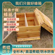 蜜蜂中蜂蜂箱包邮煮蜡全套杉木养蜂工具标准十框密峰意蜂平箱