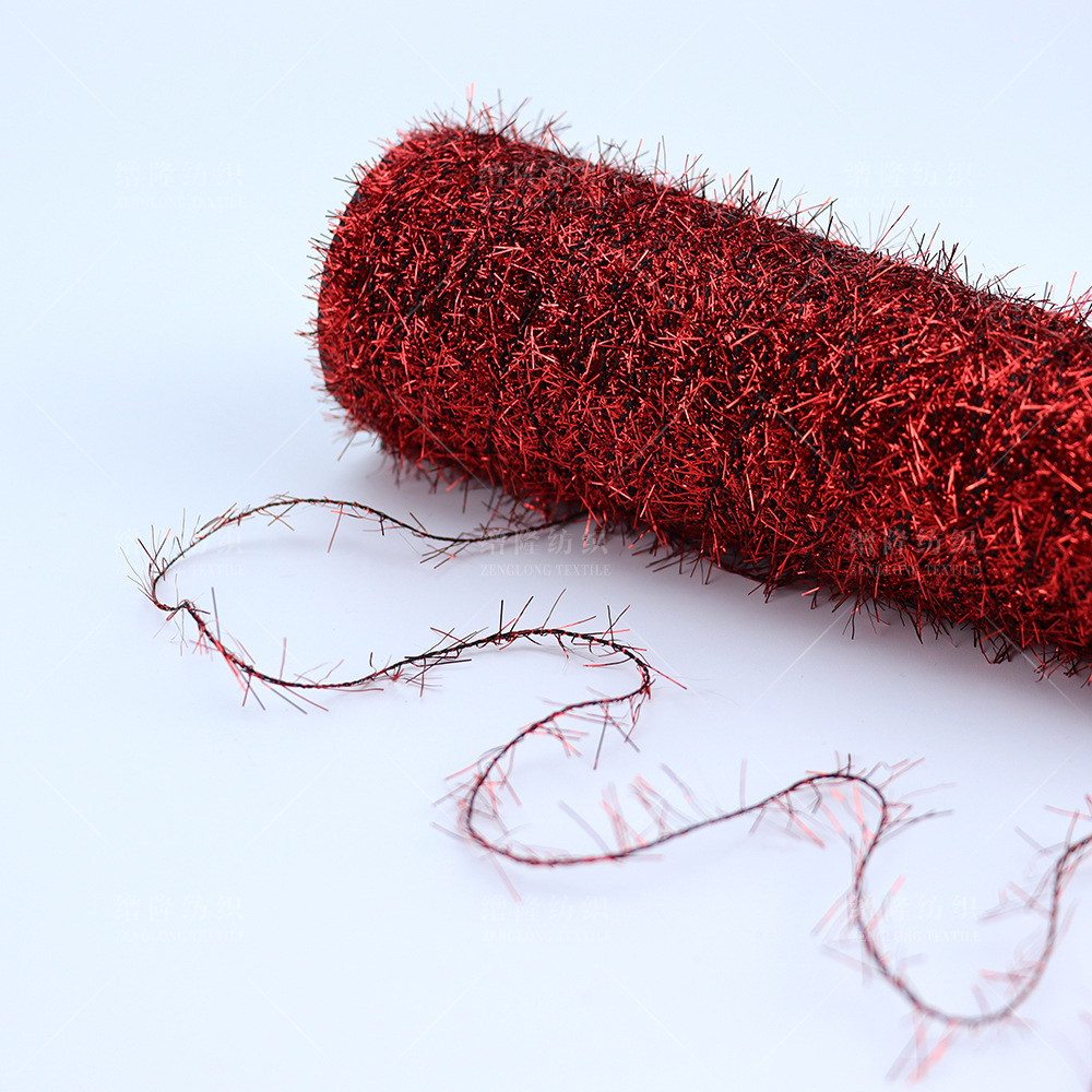 缯隆纺织斜毛纱1cm2cm金银蜈蚣纱金葱玻璃纱花式纱金属纱圣诞装饰