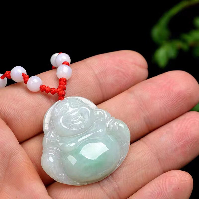 天然缅甸翡翠玉佛吊坠a货平安笑佛项链挂件男女款弥勒佛