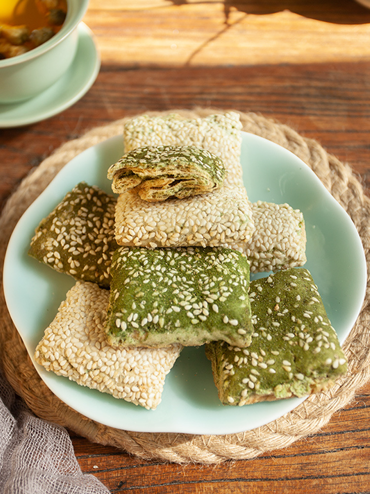 宁波奉化溪口产千层饼传统手工糕点海苔味千层苔条香酥饼零食