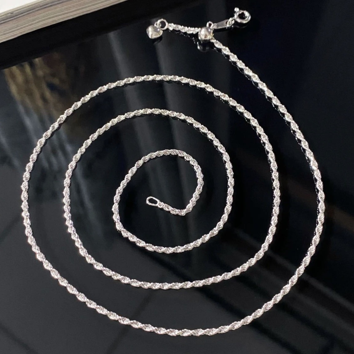 链子925银 博泰珠宝可调节麻花链女款百搭扭绳链毛衣链diy项链