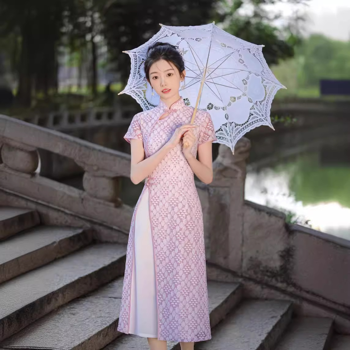 奥黛改良旗袍夏季新款中国风棉麻连衣裙女收腰显瘦日常中式长裙