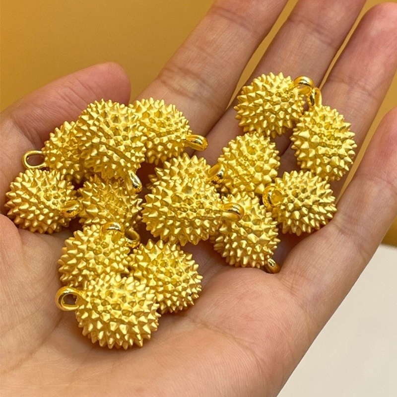 999黄金足金榴莲项链3d硬金小榴莲吊坠挂坠纯金首饰女一件代发