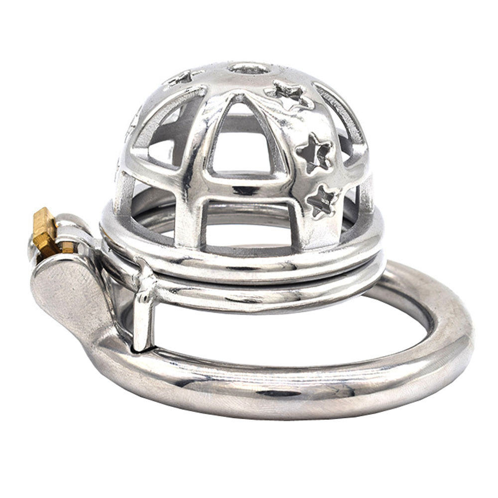 2021跨境新品男用短款贞操锁金属cb锁阴茎笼子jj锁贞洁器情趣玩具