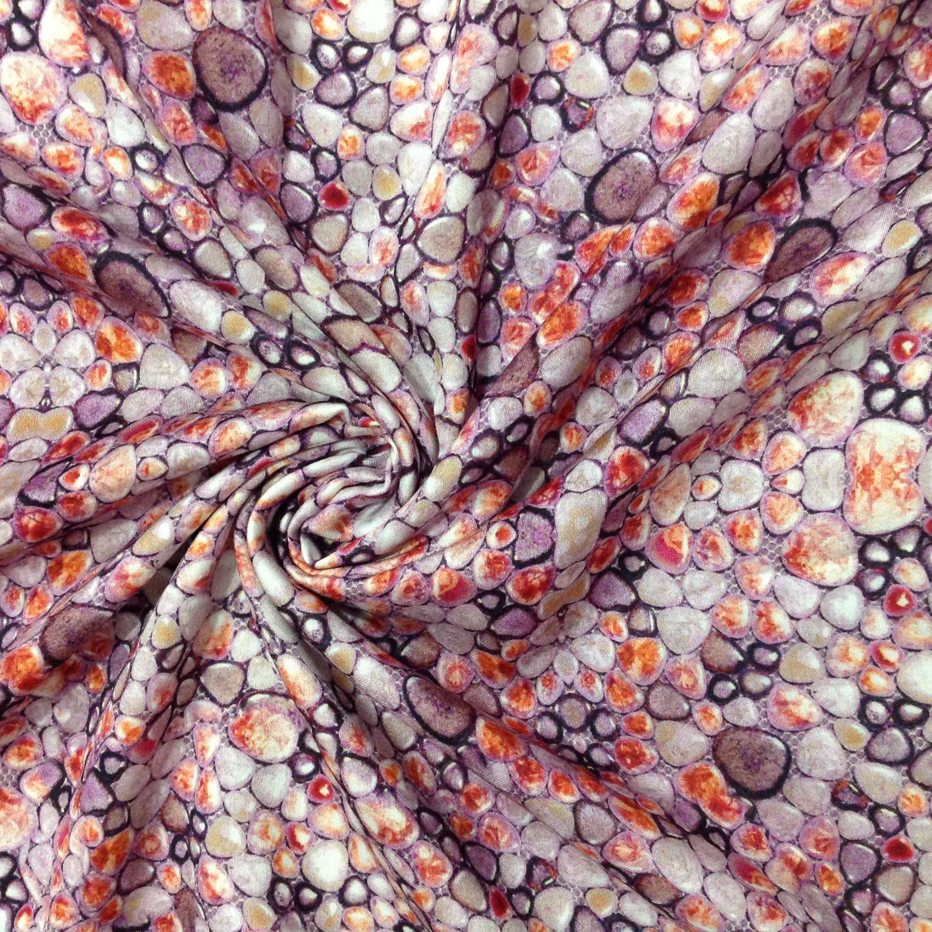 60s人造棉真数码印花 人棉贡缎手感顺滑亲肤透气适合春夏服装面料