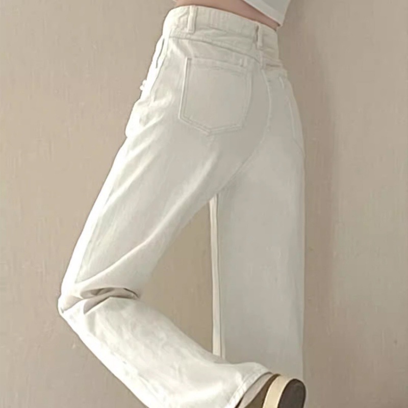 Dirty Pink Jeans Women's High Waist Slimming Loose Straight Trend Versatile Thin New Wide Leg Mop Pants
