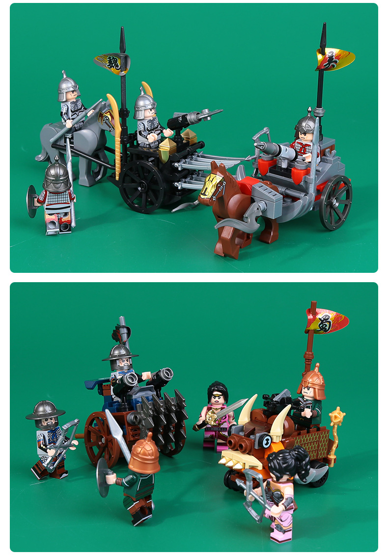 兼容乐高三国小侠战争军事古代士兵人仔战车模型拼装儿童积木玩具