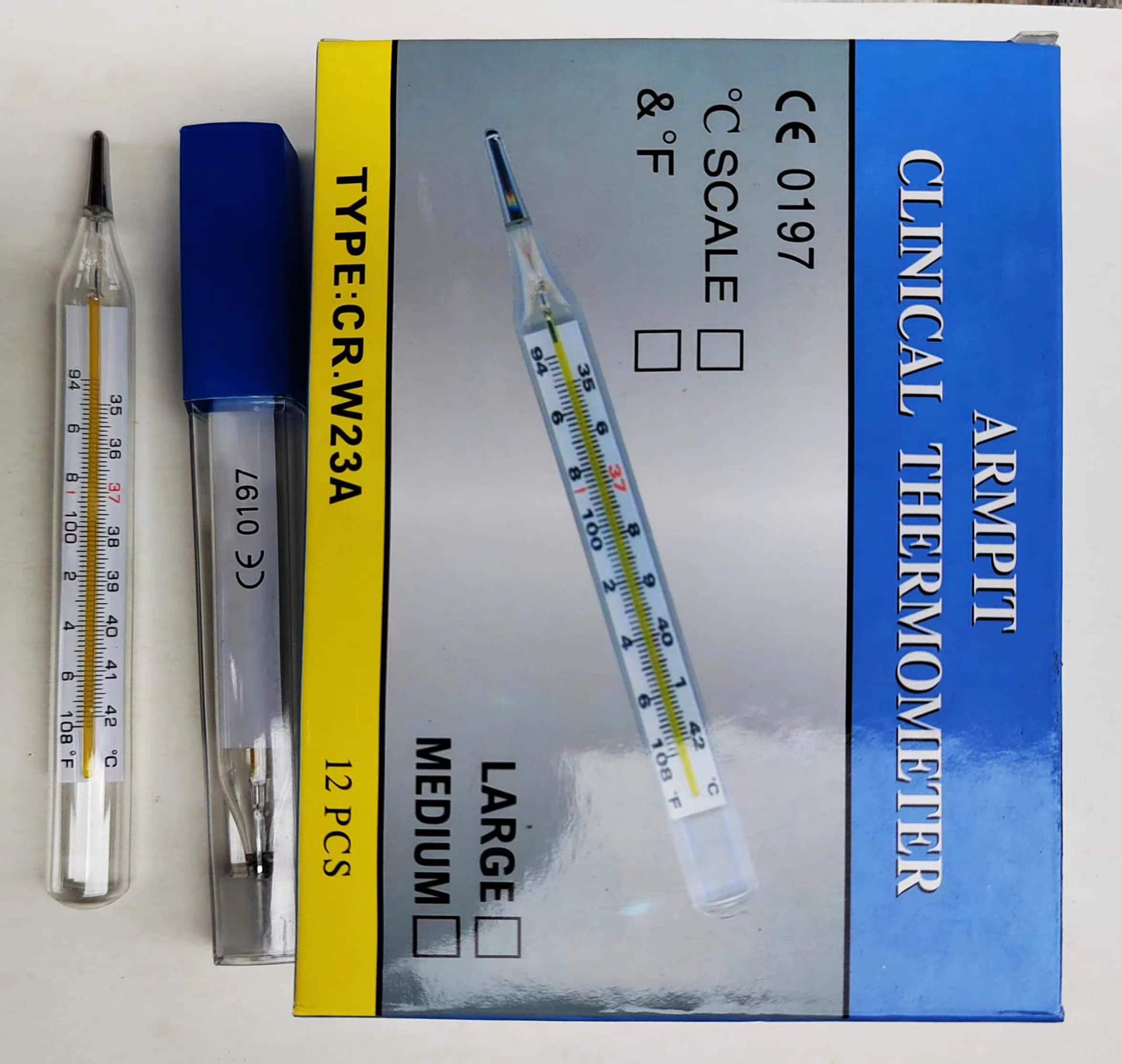 水银体温计 双刻度大号液下thermometer仅供外贸测温表玻璃温度计