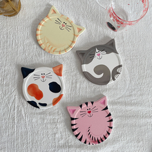 出口日本可爱卡通猫咪吸水杯垫少女动物陶瓷防烫防滑隔热达士通贸
