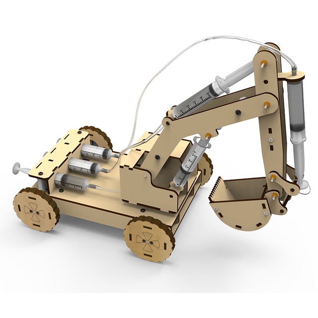 液压挖掘机挖土拼装模型玩具小学生初中diy手工制作材料发明steam