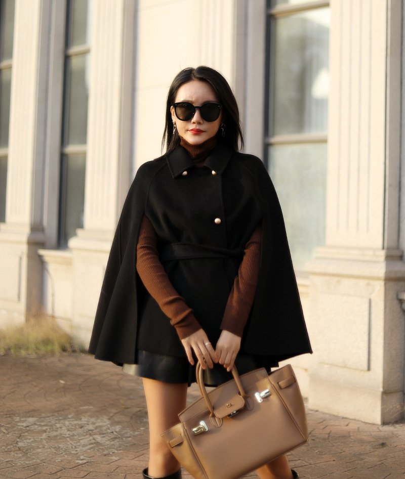 娃娃斗篷呢大衣