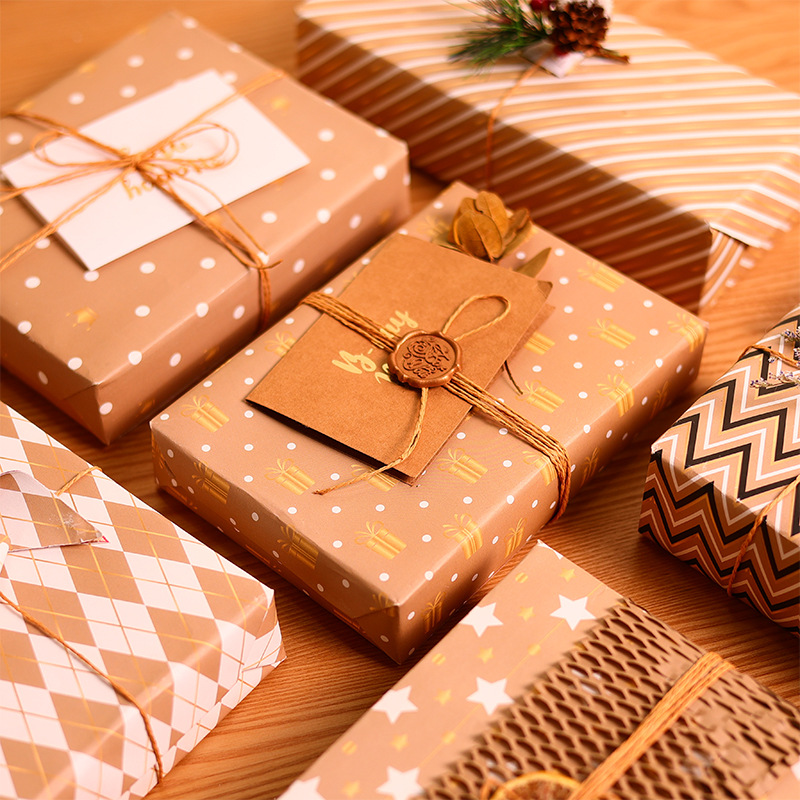 亚马逊新款简约经典元素diy礼品包装纸 情人节生日礼物包装纸书纸