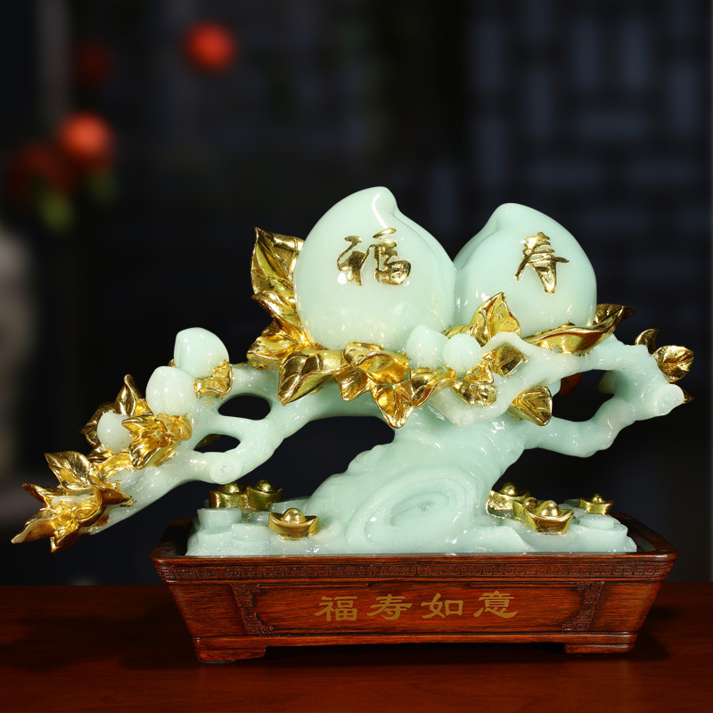 中式福寿寿桃摆件祝老人长辈生日贺寿礼物客厅酒柜吉祥摆设装饰品