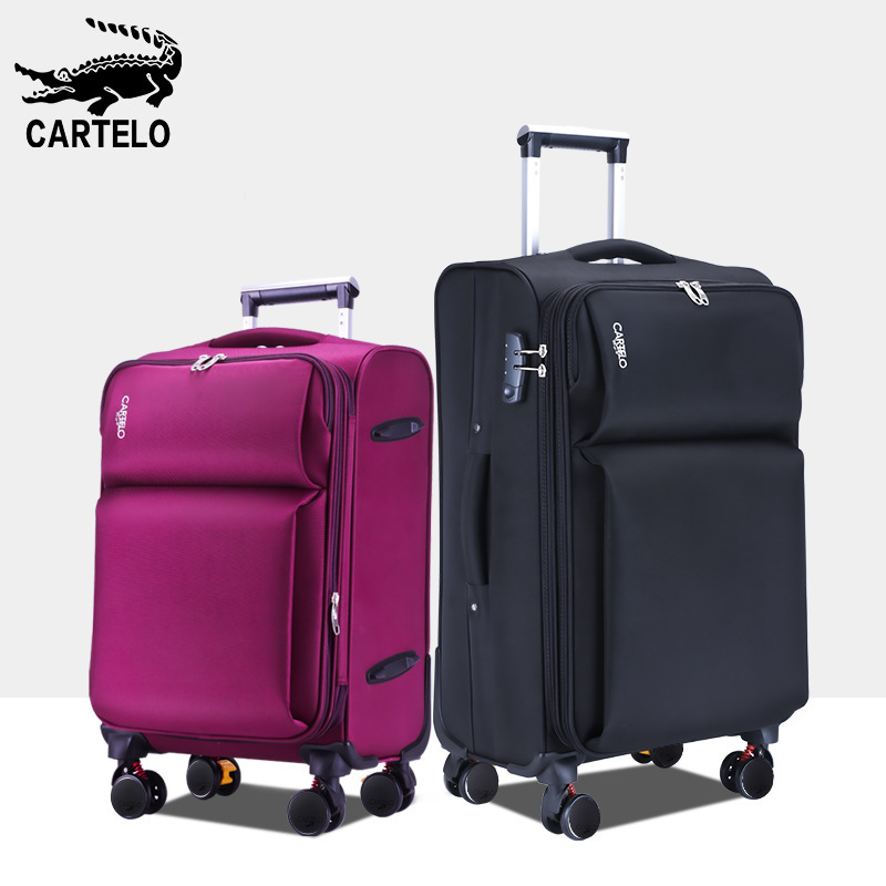 卡帝乐鳄鱼牛津布行李箱女大容量万向轮密码箱帆布旅行