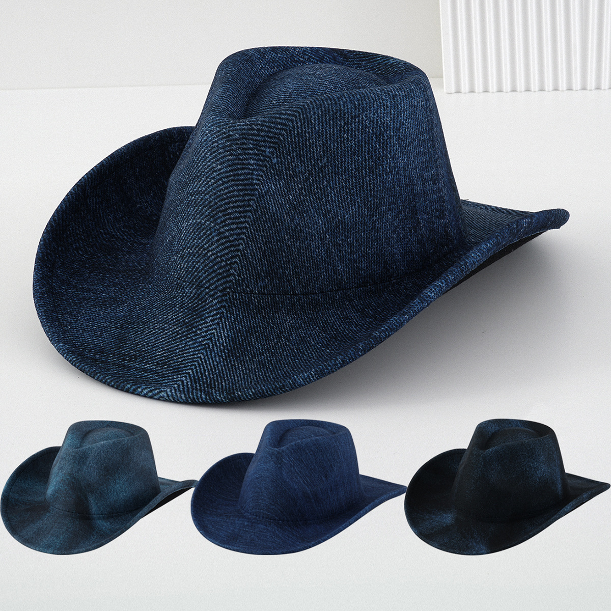 跨境爆款男女纯色毛呢礼帽宽檐奢华英伦优雅简约西部庆典毕业聚会