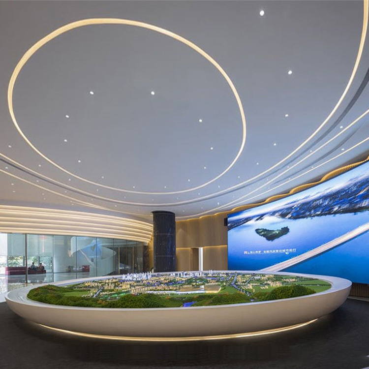 玻璃钢沙盘模型售楼中心美陈吧台多媒体展示建筑模型烤漆展台定制