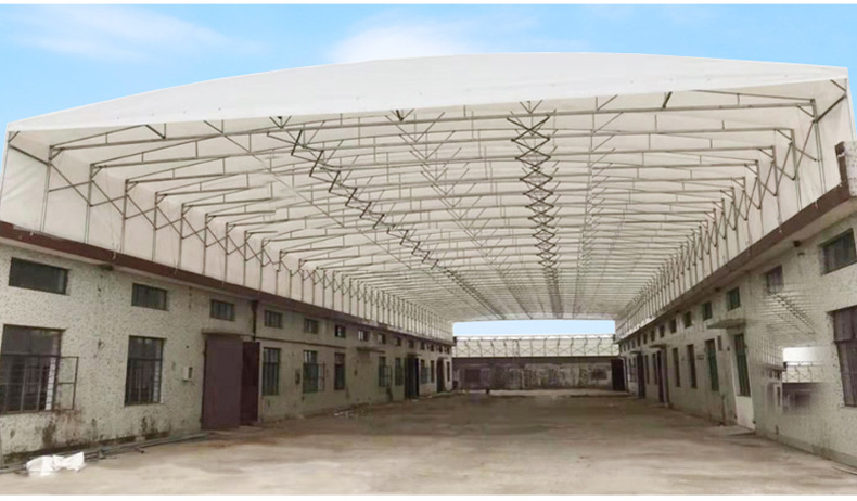 大型屋顶架空移动篷工厂遥控电动推拉棚上海过道悬空活动仓库雨蓬