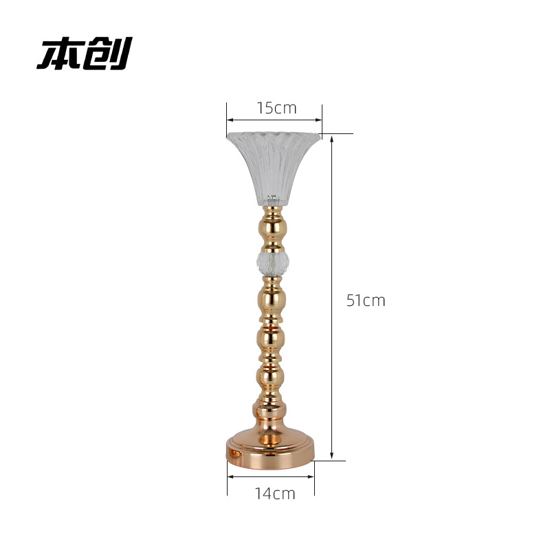 Wedding Ceremony Layout Props Iron Road Lead Electroplating Golden Wedding Stage Decorative Flowerpot Flower Arrangement Window Vase Decoration