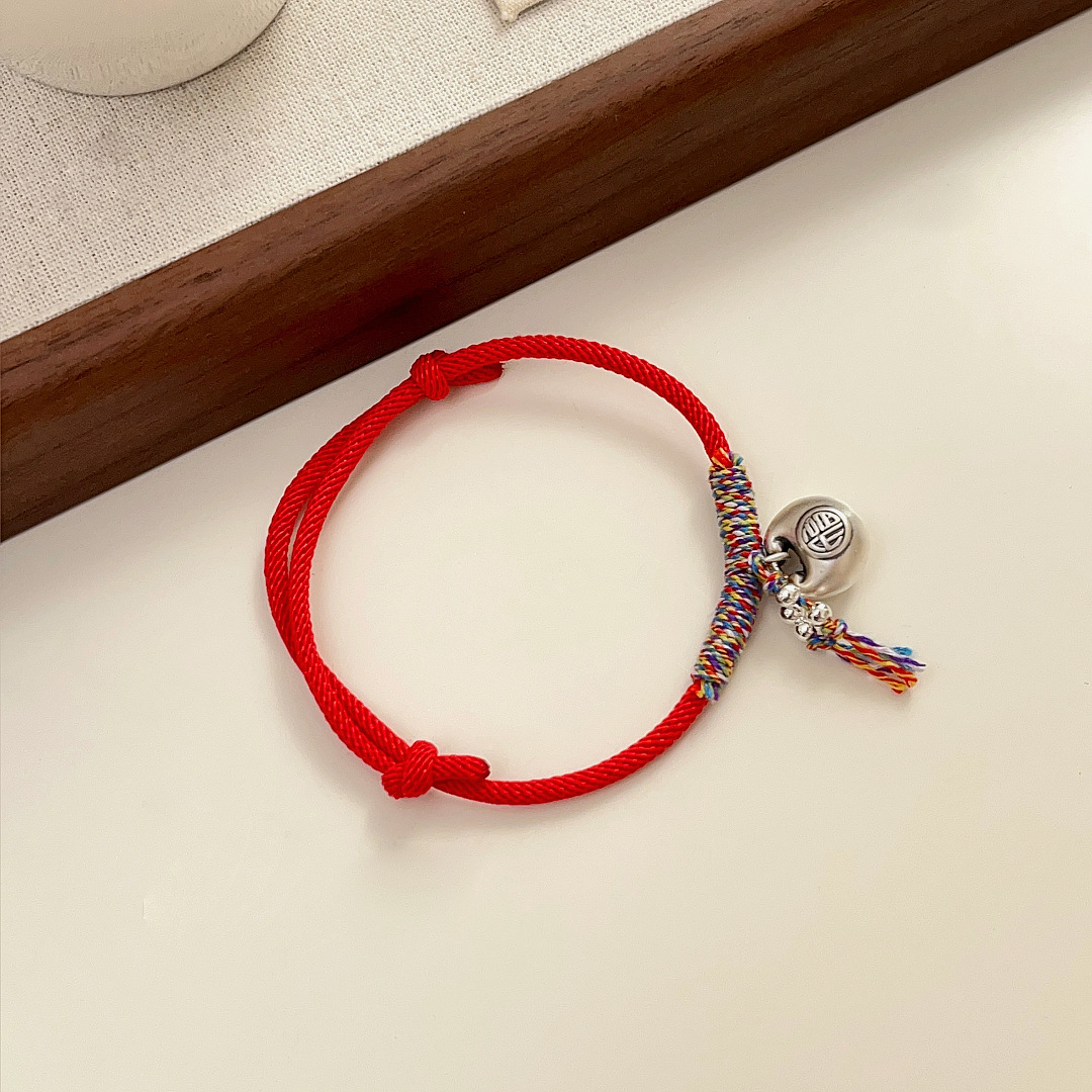 999足银吉祥红绳小胖福银珠手链新中式国风手工编织绳气质国潮款