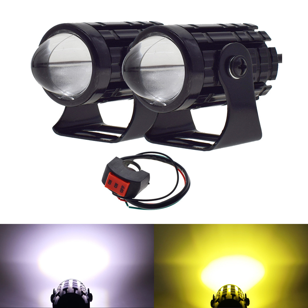 Two-Color Lock and Load Spray Car Motorcycle LED Spotlight Headlight Lighting Headlights White Yellow Far Low Beam Integrated Waterproof