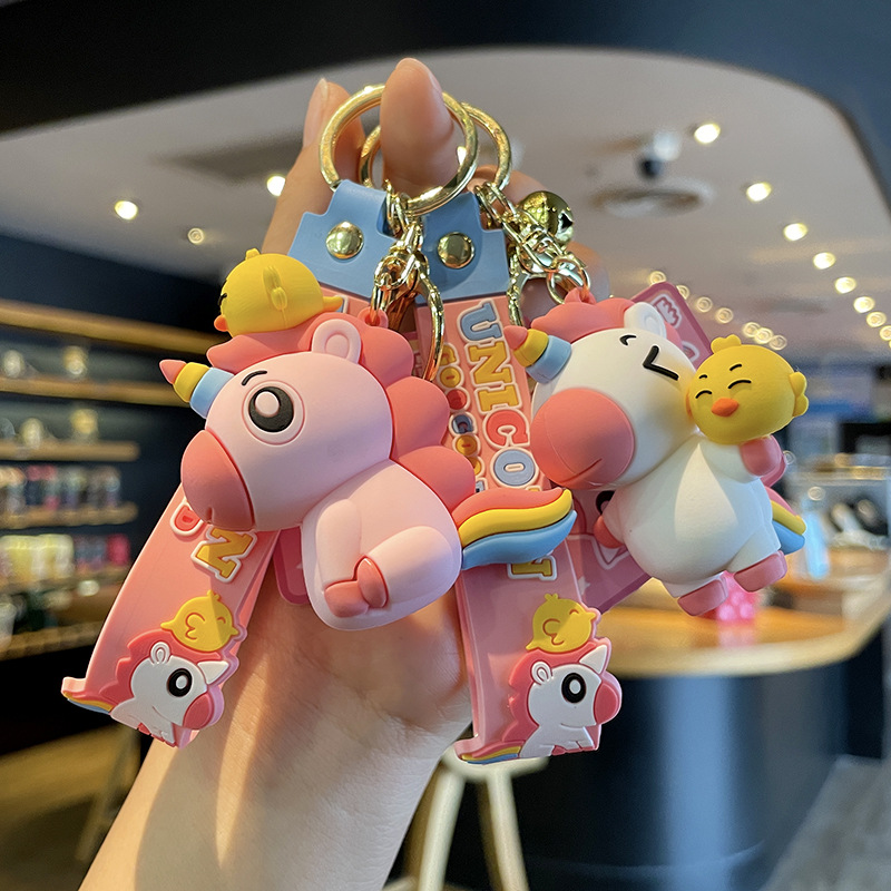 Genuine Unicorn and Chicken PVC Keychain Crane Machines Product Activity Gift Couple Cartoon Backpack Pendant