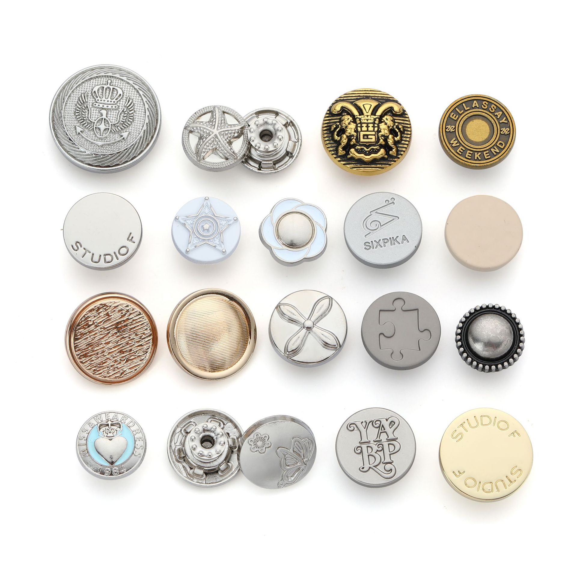 Zinc Alloy Flat Nail-Free Detachable Metal Button Clothing Coat Adjustable Size Metal Waist Cufflinks