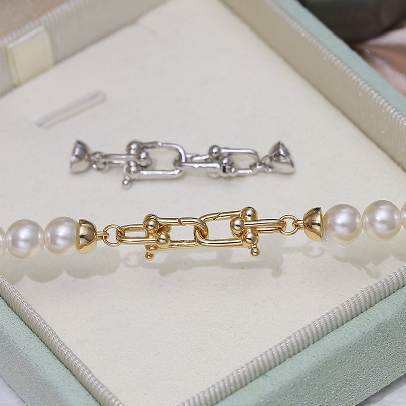 diy配件 s925纯银珍珠项链扣 马蹄扣 时尚百搭手链扣 毛衣链搭扣