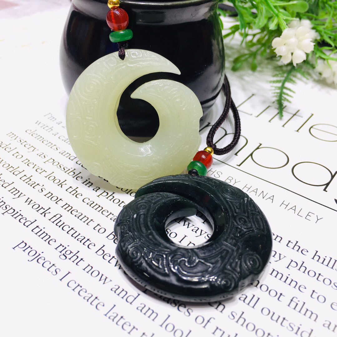 玉佳玉保真新疆和田玉时来运转平安扣吊坠青白玉挂件礼品批发