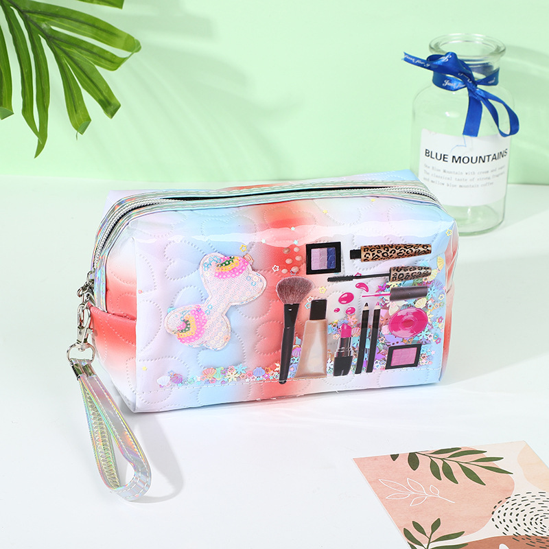 Fashion Pu Printing Cosmetic Bag Large Capacity Travel Toiletry Bag Portable Cosmetic Bag Factory Direct Supply