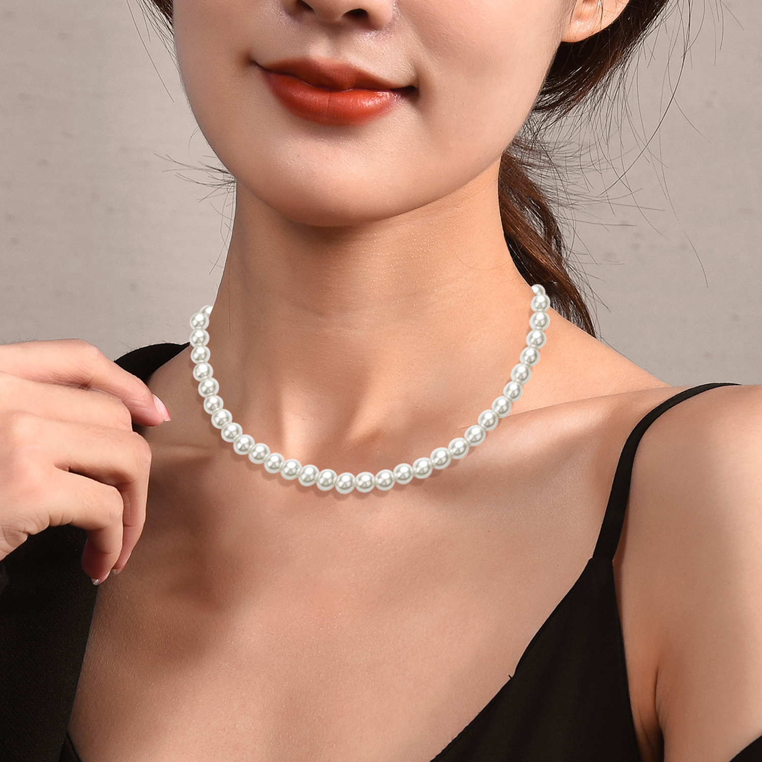 1920 Masquerade Pearl Necklace Female Party Wedding Ball Banquet Glass Pearl Knotted Necklace Sweater Chain